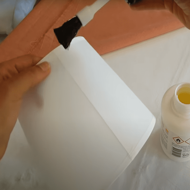 putting-glue-on-lampshade